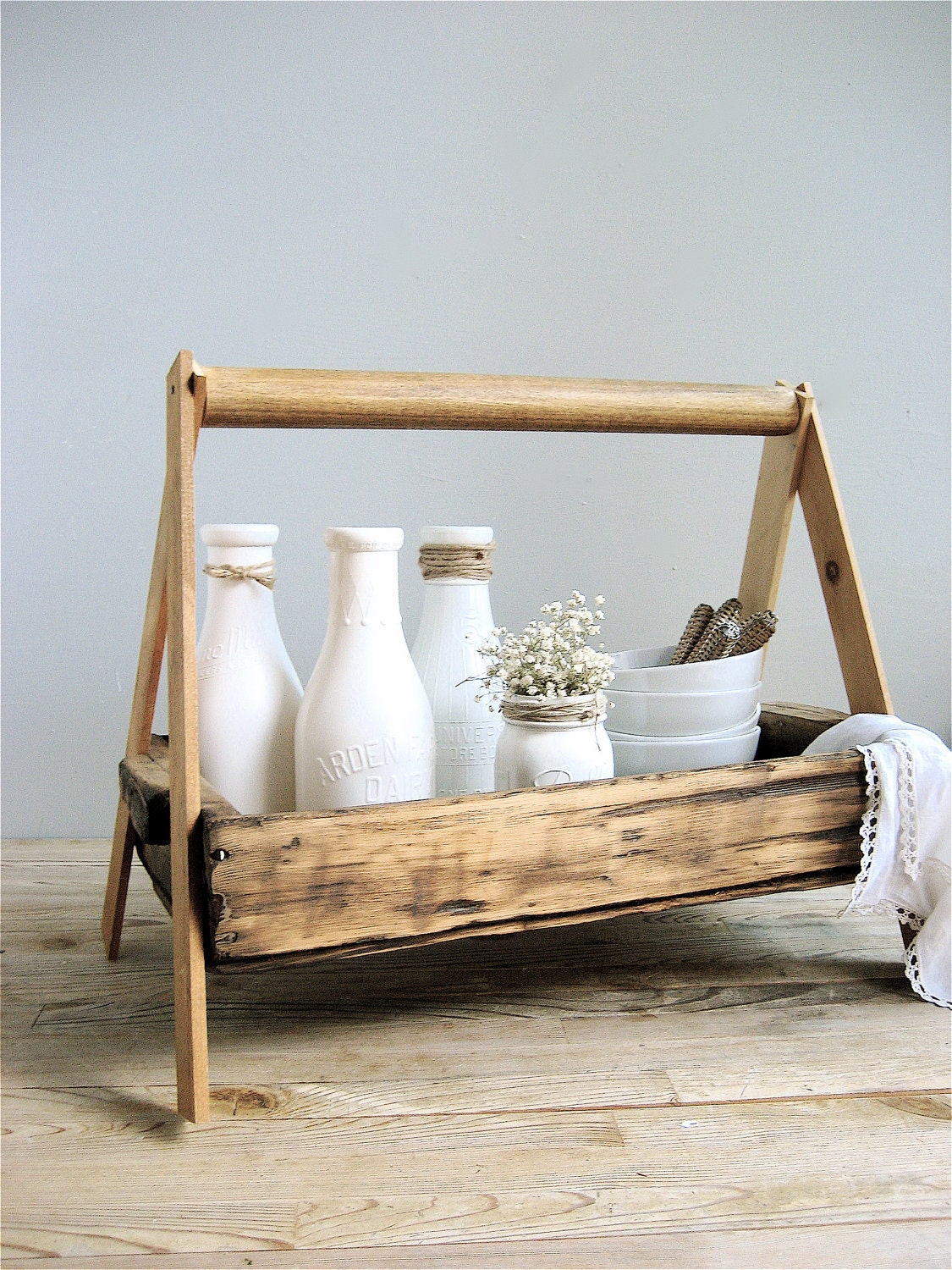 Vintage Wooden Box with Stand