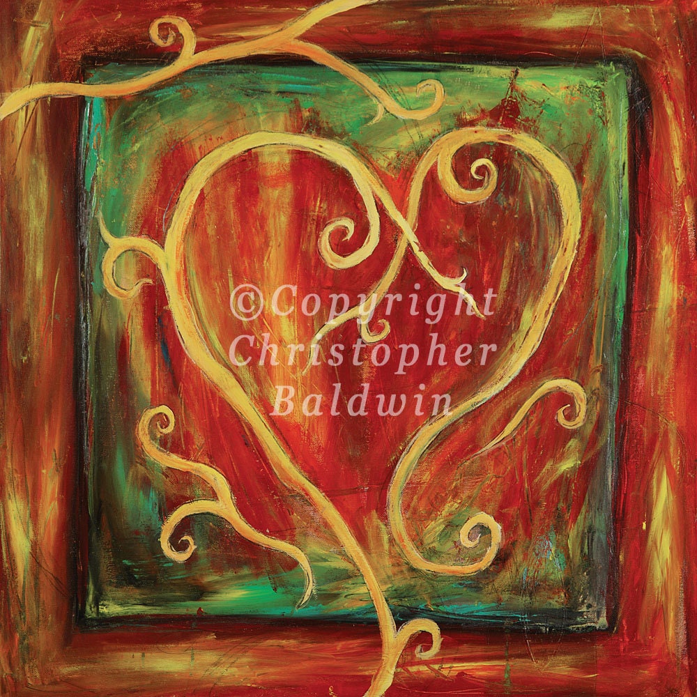 Heart. Red Valentine's heart, Limited edition 17x17 giclee print by Christopher Baldwin