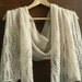 Knitted silk and mohair summer lace scarf in cream beige ecru colour