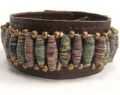 Tribal Style Vegan Cuff with Paper Beads, for Men or Women