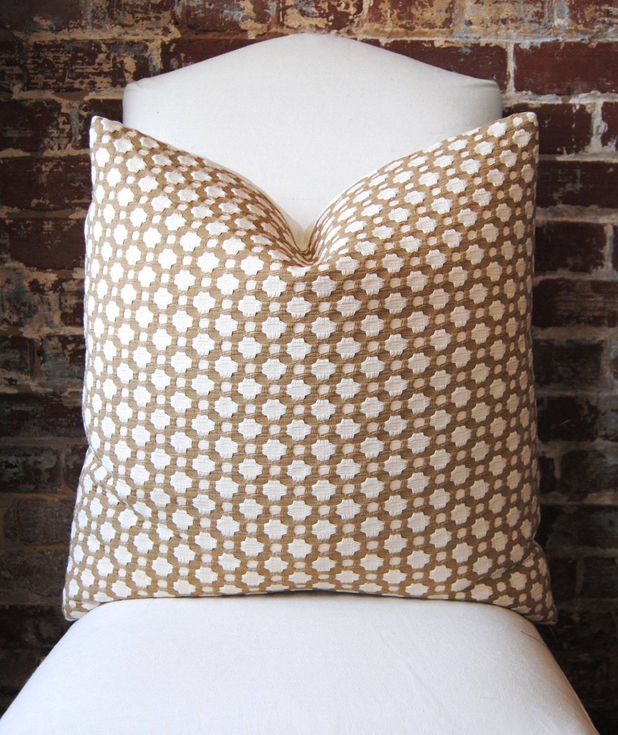 Schumacher -  Betwixt - Biscuit/Ivory -  22 in square - Designer Pillow - Decorative Pillow - Throw Pillow