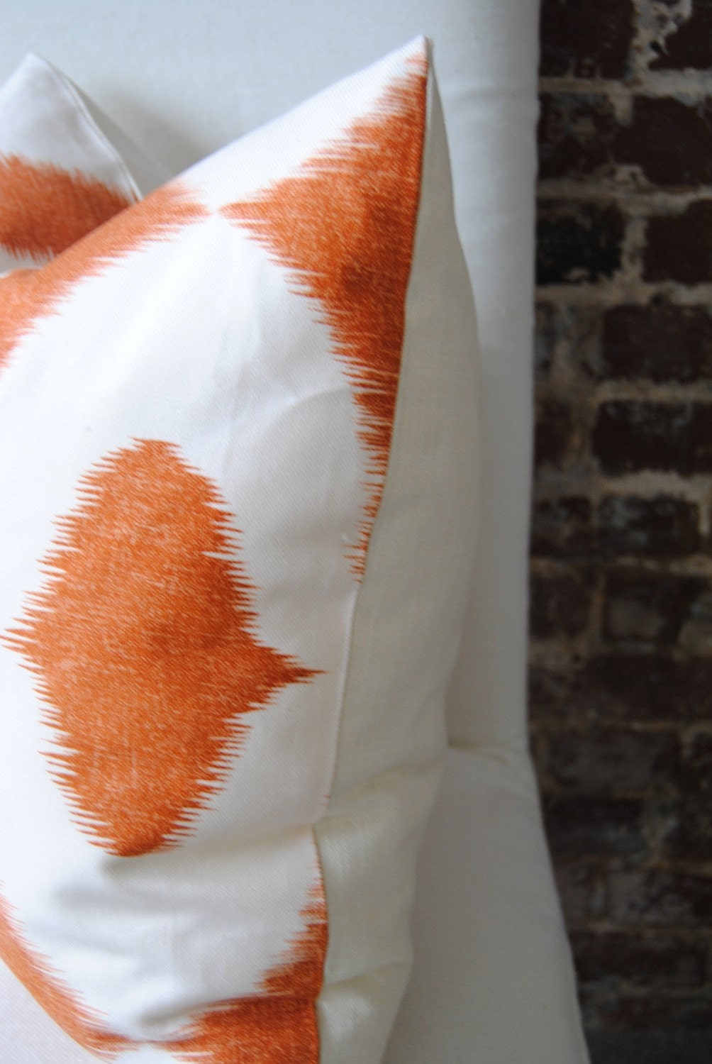 Decorator Fabric - Ikat print in Orange - Dalesford by Duralee - 20"x20"