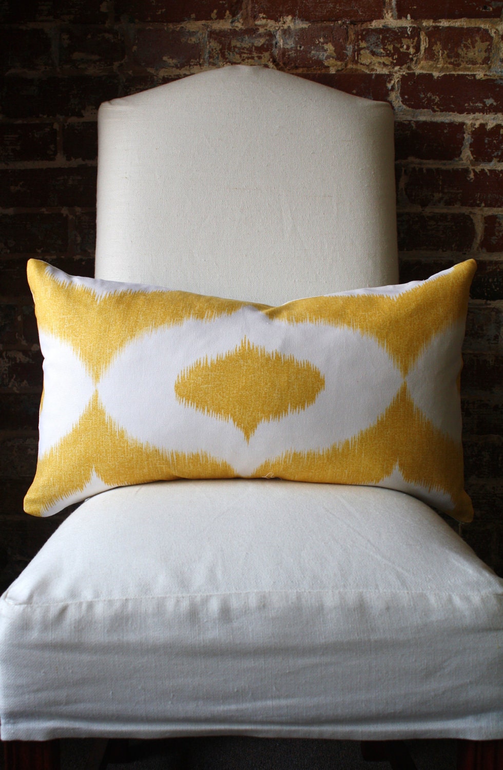 Reserved listing for courtneyhoffman - - - - - Yellow Ikat - Duralee Fabrics - Pillow Cover size 14"x24"
