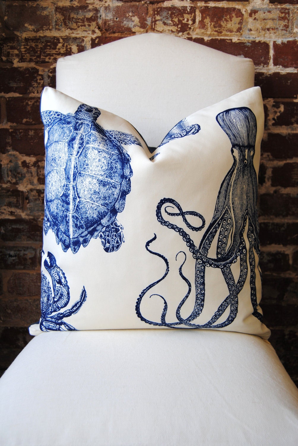 Oceania - Indigo - Thomas Paul- Duralee Fabric -  Pillow Cover size 20"x20" - Decorative Fabric