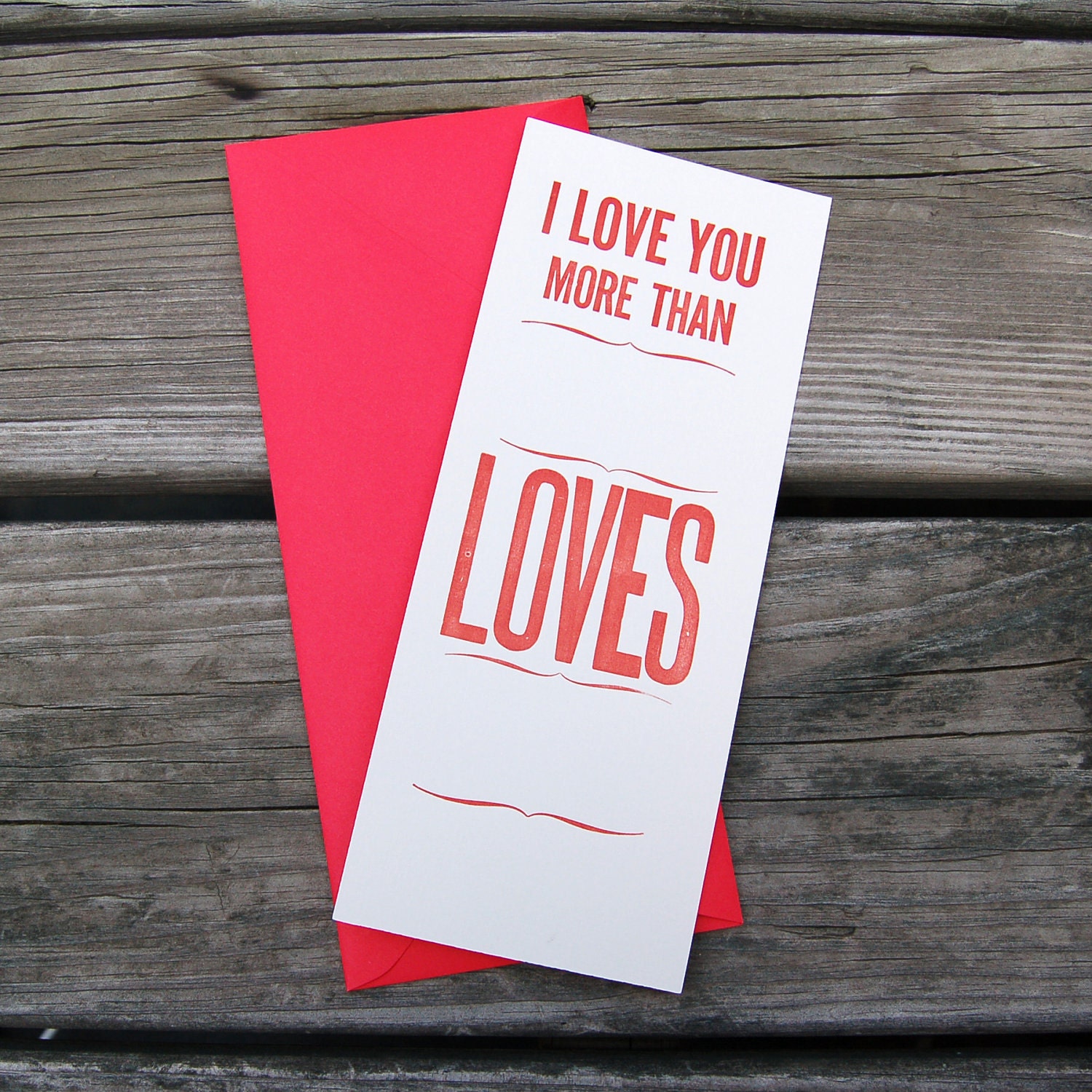 Valentine's Day -I Love You Fill In the Blank Letterpress 5 Count Card Set