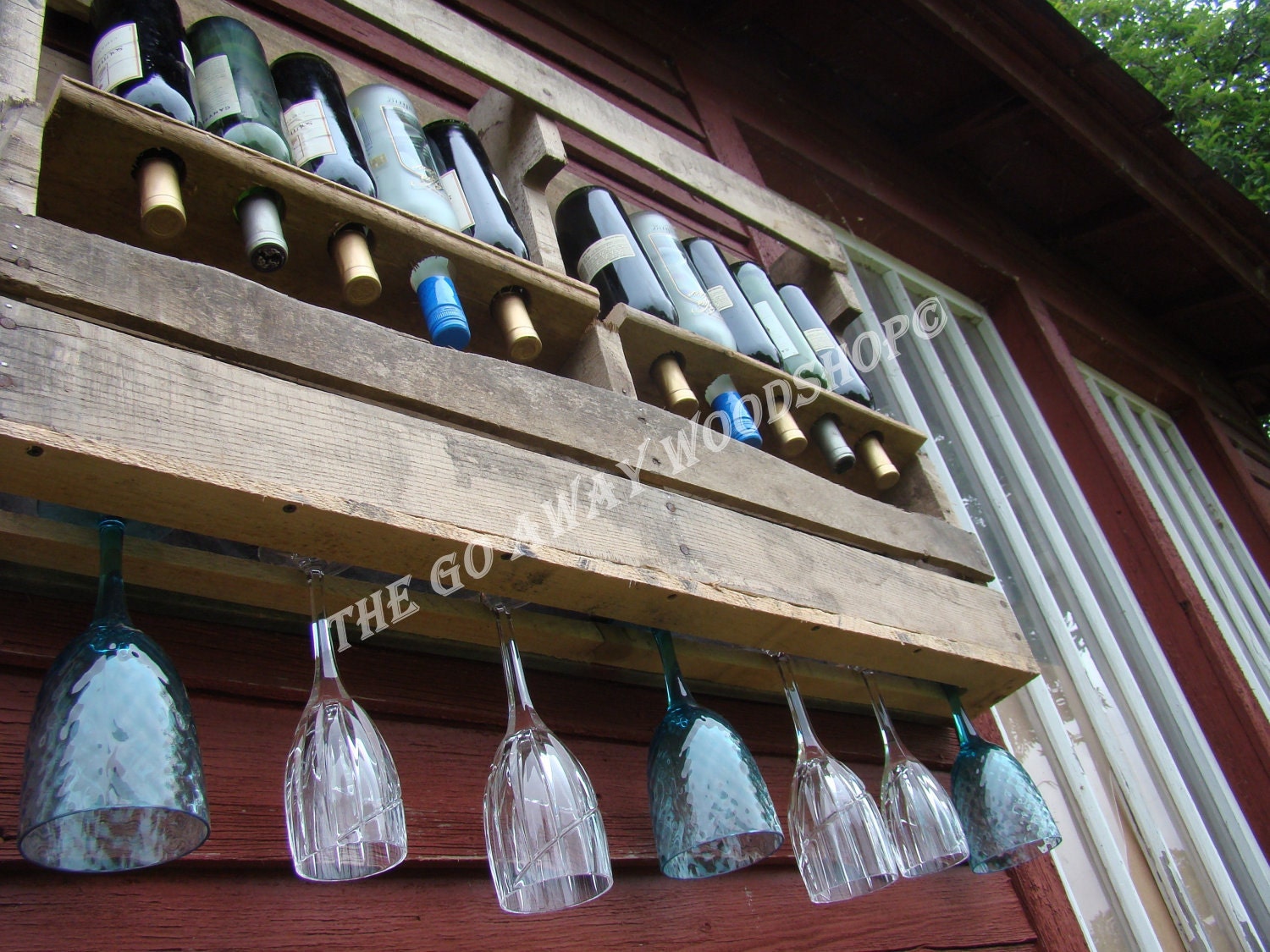 Recycled wine and stemware rack
