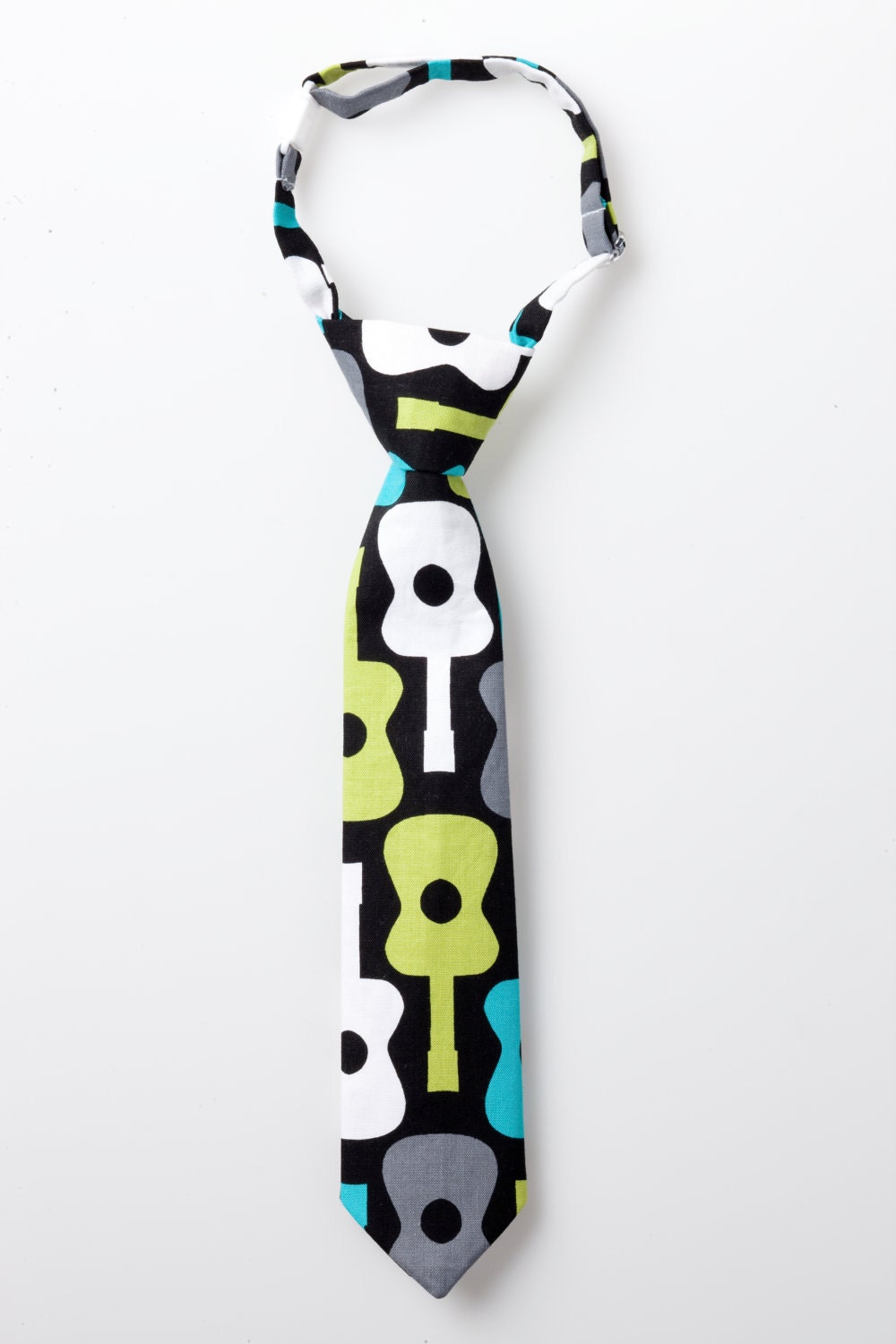Little Boy Tie - Black with Guitars