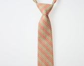 Toddler Neck Tie - Cream with Green and Red Stripes