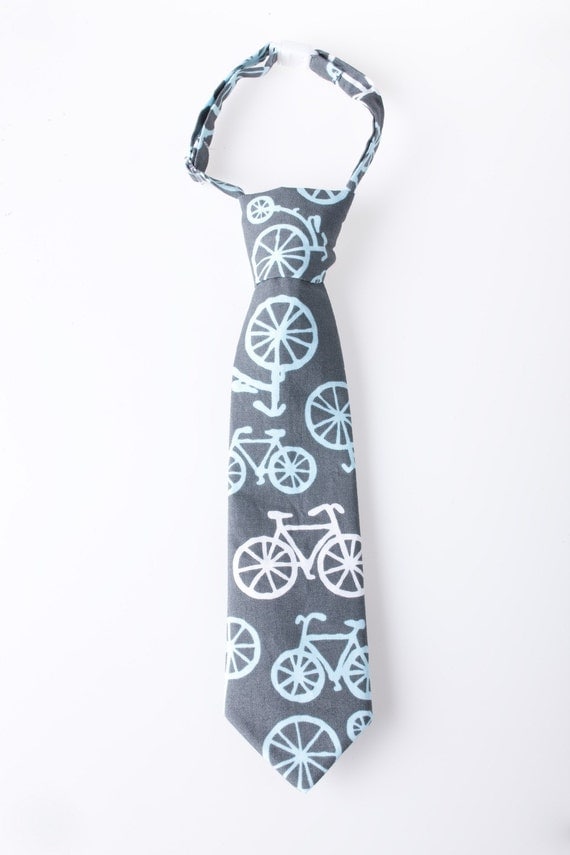 Toddler Necktie - Gray with Bicycles