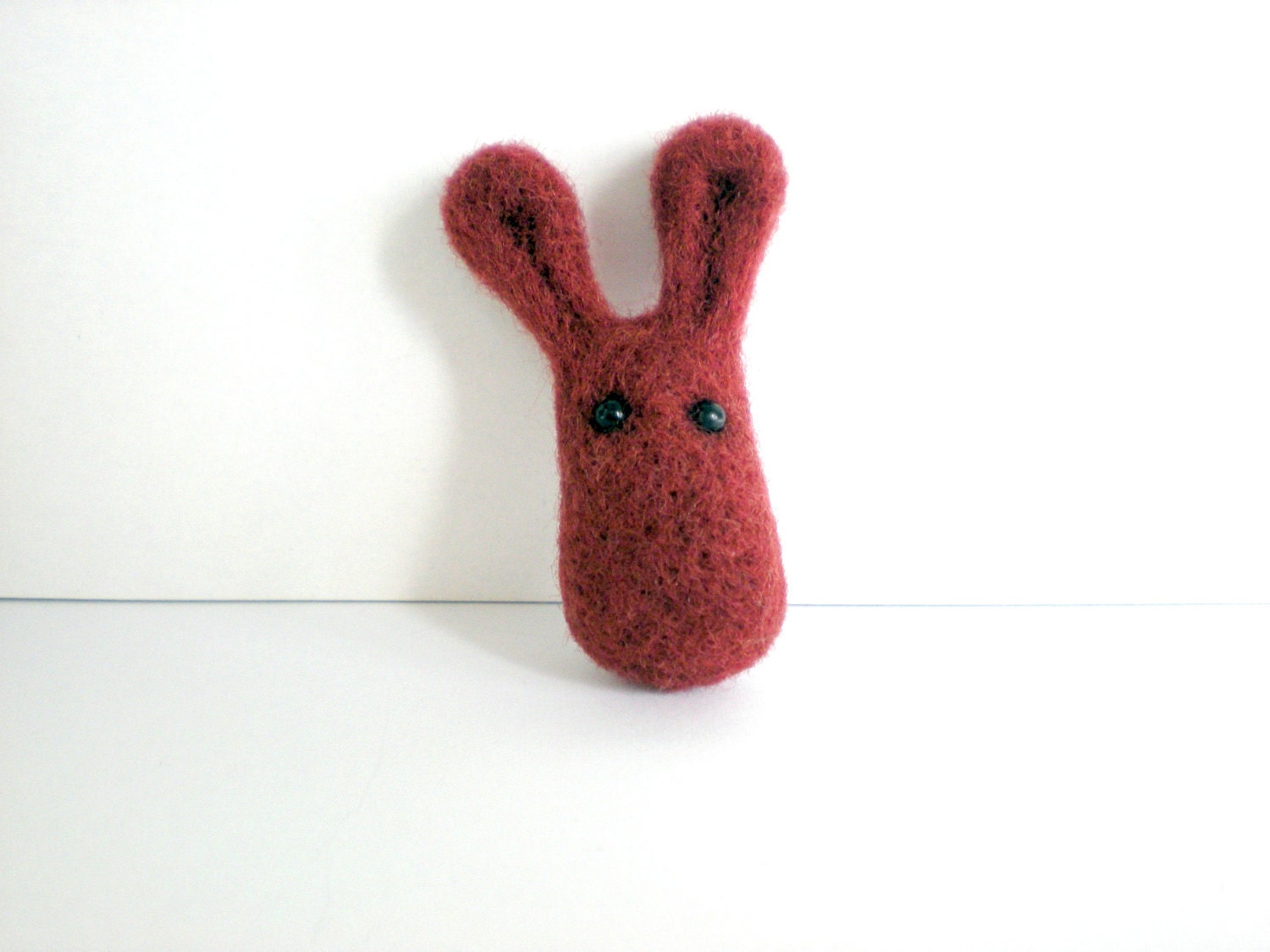 Felt Bunny Brooch - Maroon Needle Felted Pin