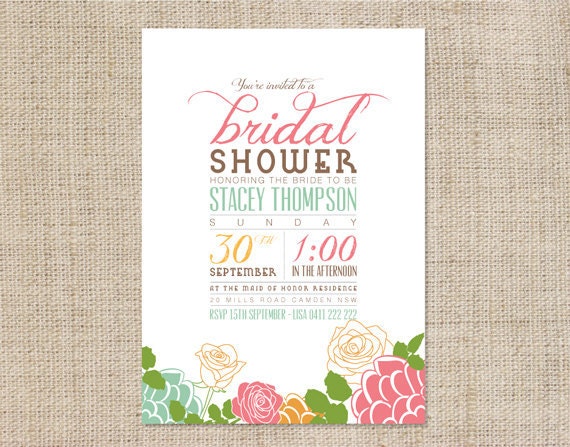 Printable Custom Bridal Shower (or any occassion) invitation - Blossom Il_170x135