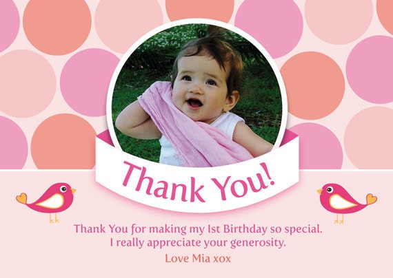 Printable Custom Girls 1st Birthday Party Thank you Card - My 1st Party Il_570xn