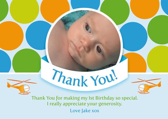 Printable Custom Boys 1st Birthday Party Thank you Card - My 1st Party Il_570xn