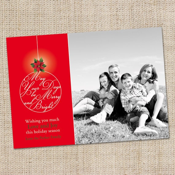Printable Custom Christmas Photo Card - Merry & Bright Christmas Il_570xn
