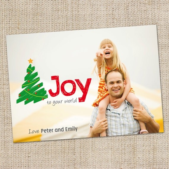 Printable Custom Christmas Photo Card - Joy To Your World Il_570xn