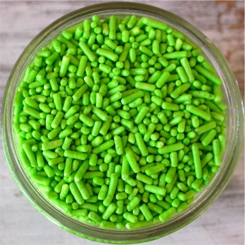 Lime Green Jimmies Sprinkles for cupcakes, cake pops, cake decorating - 3 oz