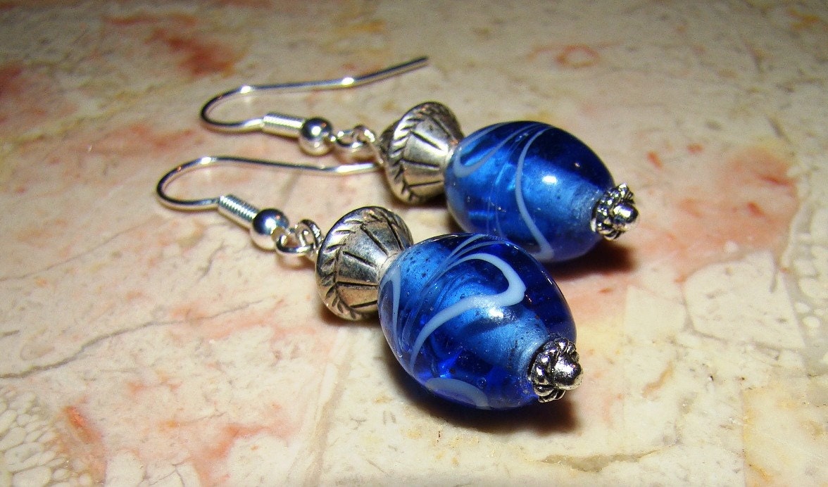 Pretty Blue Glass Earrings