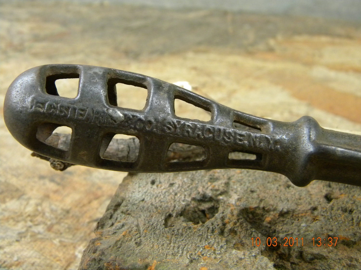 vintage metal file handle EC Stearns co. Rustic by HeyJunkman