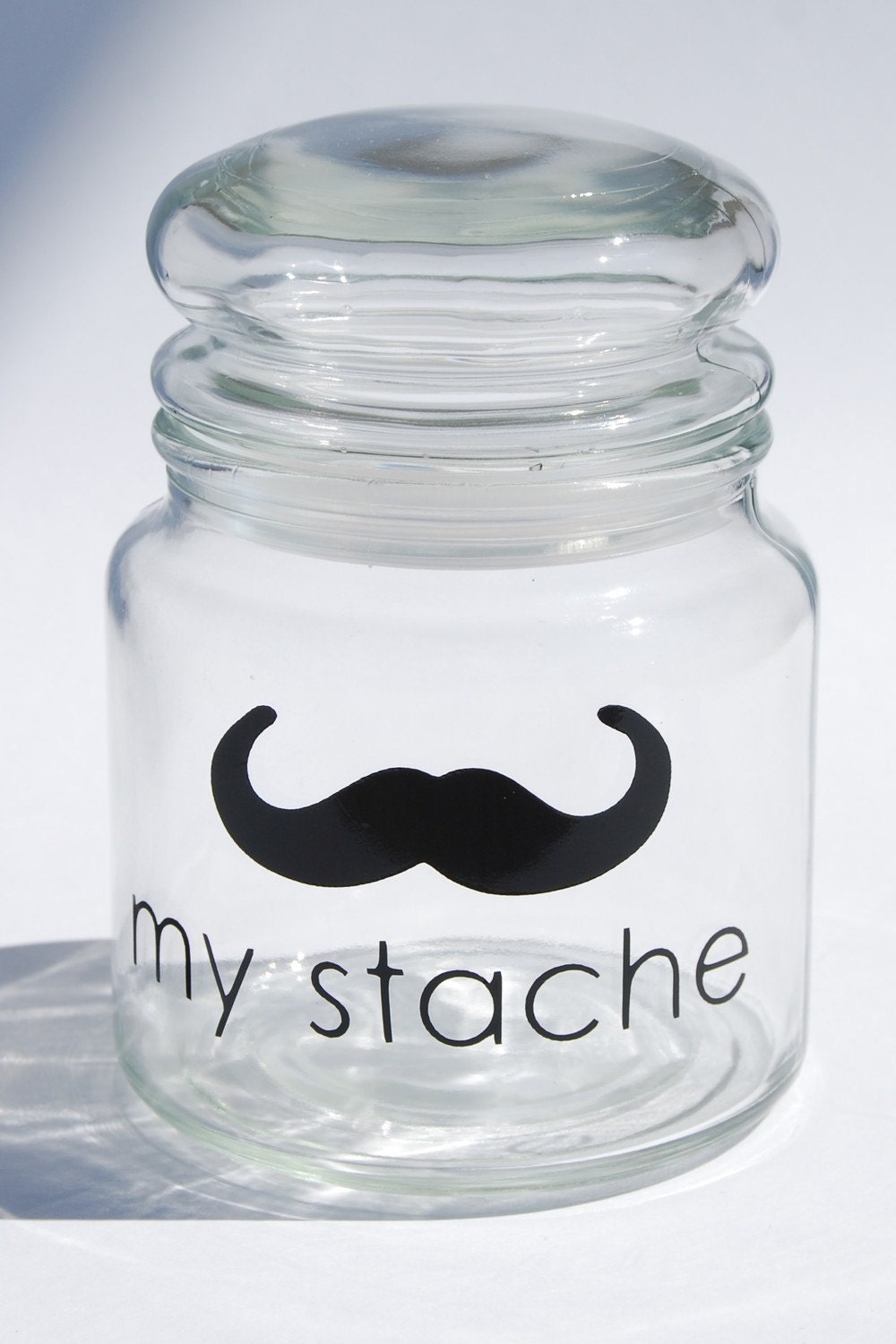 My Stache medium jar....the Cowboy Mustache Glass Jar...a perfect place for your 'STACHE'