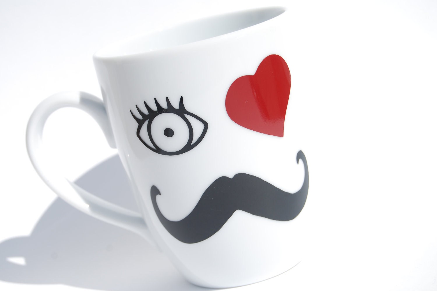 I Love Mustache Coffee Mug - WHITE - featuring our Gentleman mustache