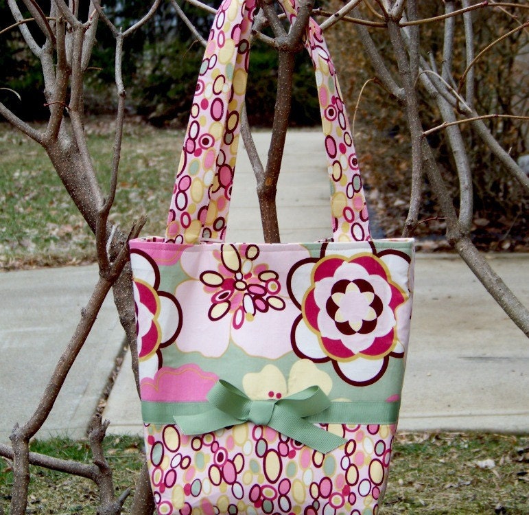 Alexander Henry Pink Kleo and Pink Bangle Dot Tote Bag  Purse - Made to Order