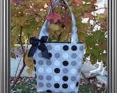 Gray with Black and White Polka Dots Bag, Purse, Tote, Book Bag