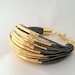 Metallic Grey Leather Cuff Bracelet with Gold or Silver Tubes