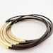 Chocolate Milk Leather Bangles with Gold or Silver tube Accents
