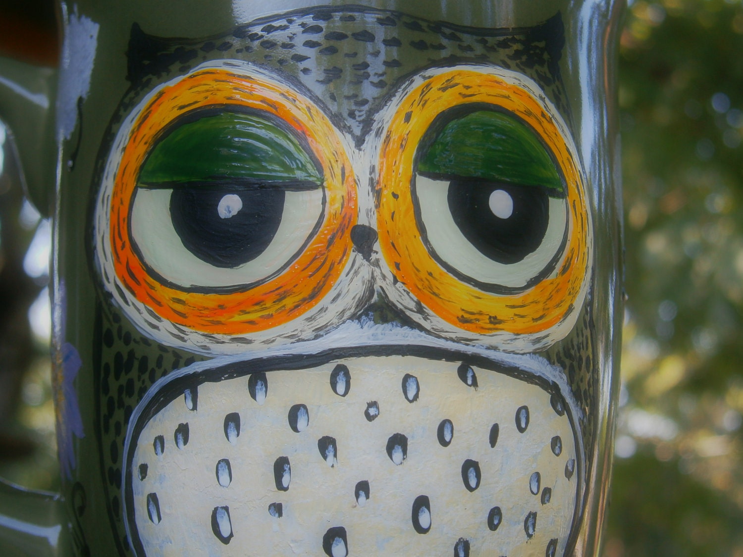 Green Owl - Blue Owl - Handpainted Mug