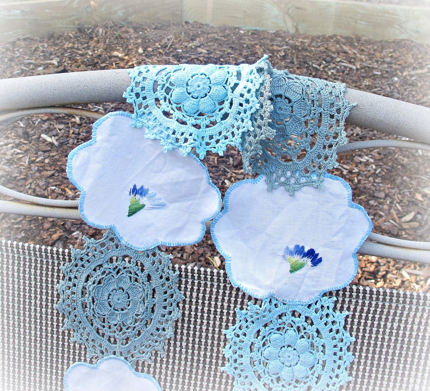 Serena Scarf Vintage Doily. Doilies Blue. Clothing. Crochet. Shabby Chic. Garland.