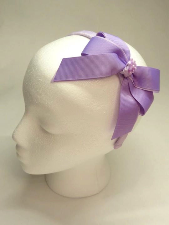 Headband Grosgrain Double Bow in Lavender and  Lilac Spring accessory