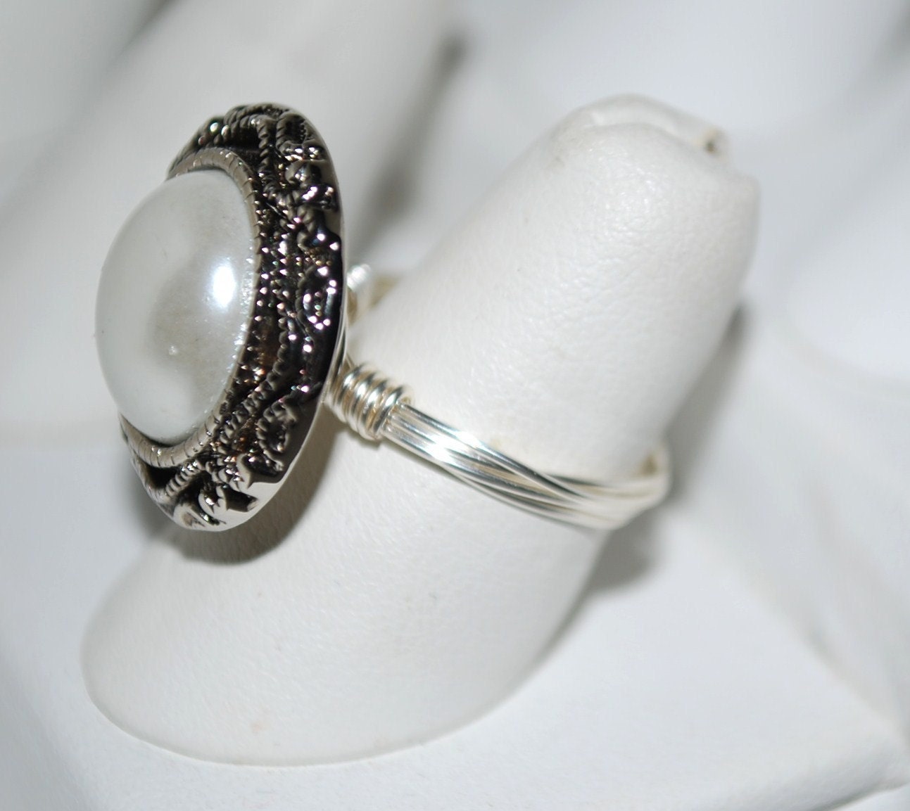 Pearl Button Ring