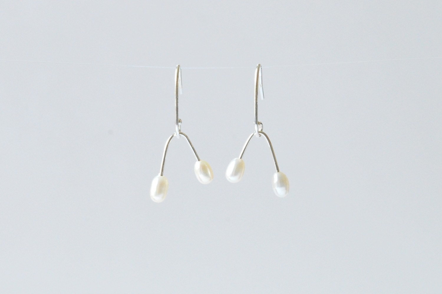 Petite pearl dangle earrings