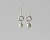 Pearl on circle earrings