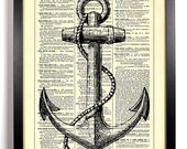 Anchors Aweigh Repurposed Book Upcycled Dictionary Art Vintage Book Print Recycled Vintage Dictionary Page Buy 2 Get 1 FREE