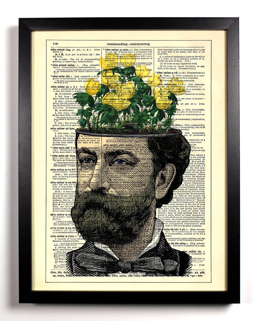 Flowers On The Mind Upcycled Dictionary Art Vintage Book Print Recycled Vintage Dictionary Page Buy 2 Get 1 FREE