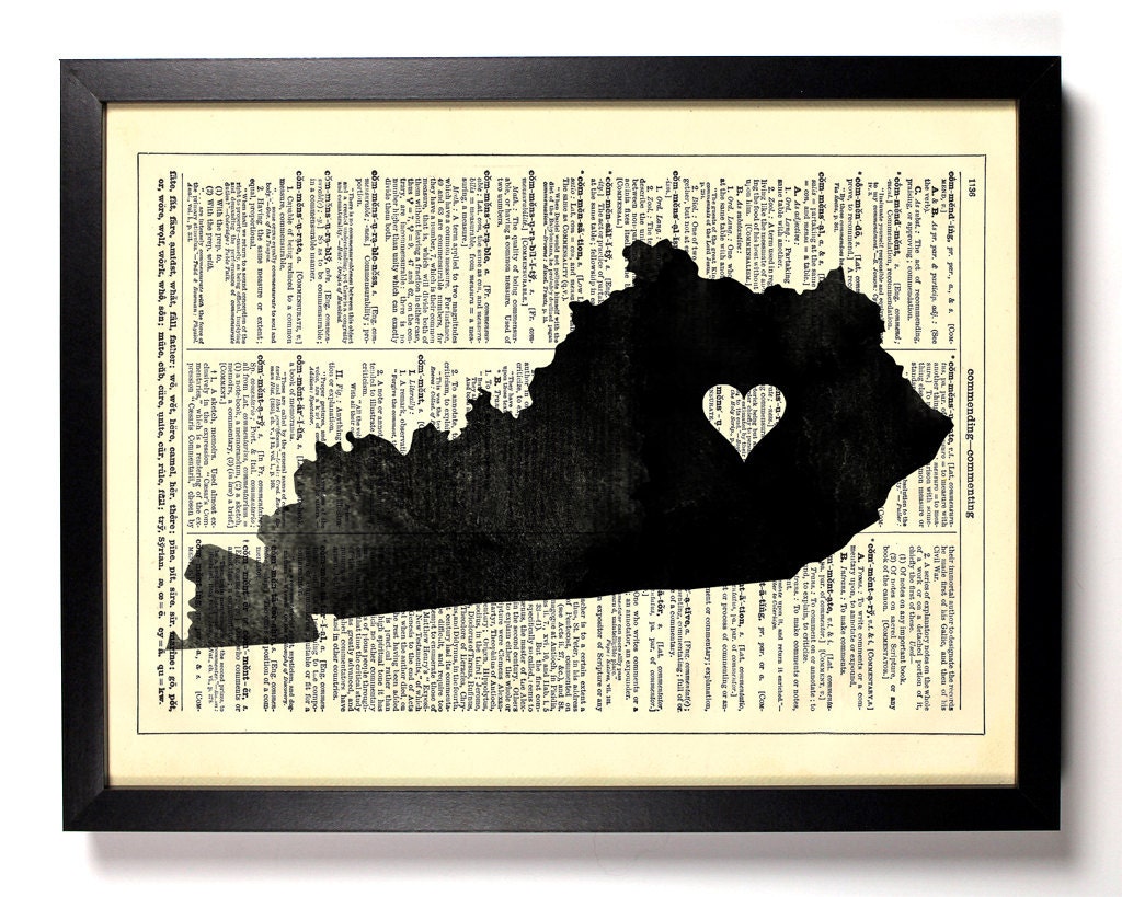 Kentucky State Dictionary Book Print Upcycled Book Art Upcycled Vintage Book Print Antique Dictionary Buy 2 Get 1 FREE