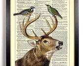 Lover Birds Upcycled Dictionary Art Vintage Book Print Recycled Vintage Dictionary Page Buy 2 Get 1 FREE