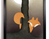 Forest Fox Original Illustration Giclee Print, 8 x10 Print