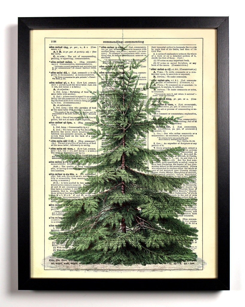 Christmas Tree Holiday Repurposed Upcycled Dictionary Art Vintage Book Print Recycled Vintage Dictionary Page Buy 2 Get 1 FREE