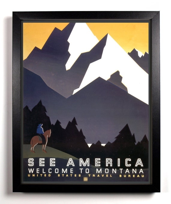 See America Montana Mountains 1930s Americana Print,  8 x 10 Antique American Government Funded Programs Posters, Buy 2 get 1 FREE