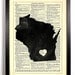 Wisconsin State Map Dictionary Book Print Upcycled Book Art Upcycled Vintage Book Print Antique Dictionary Buy 2 Get 1 FREE