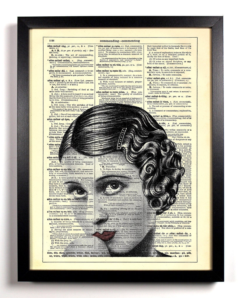 1930s Flapper Repurposed Book Upcycled Dictionary Art Vintage Book Print Recycled Vintage Dictionary Page  Buy 2 Get 1 FREE