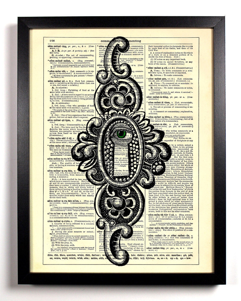 Eye Spy Upcycled Dictionary Art Vintage Book Print Recycled Vintage Dictionary Page Buy 2 Get 1 FREE