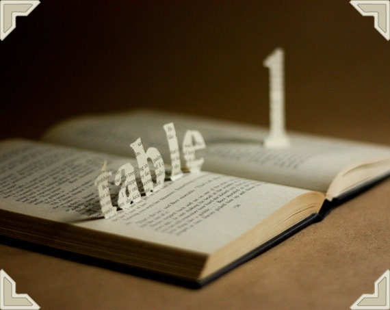 Vintage Book Table Numbers