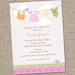 Sweet Clothesline Baby Girl Shower Invitation