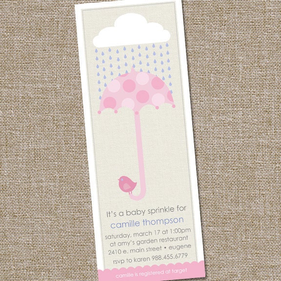 Pink Baby Sprinkle, Baby Shower Invitation with Pink Umbrella