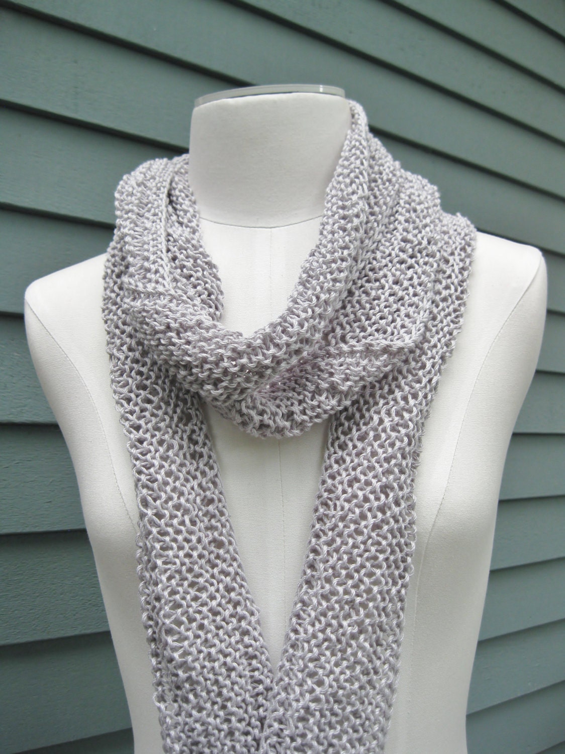 Cotton Skinny Scarf Silver Grey