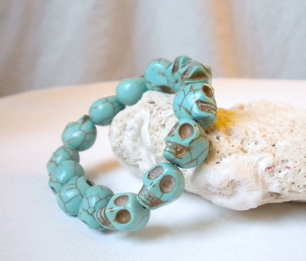 Skull Bracelet Turquoise Stretch Bracelet