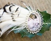 Alice in Wonderland--Vintage style peacock fascinator with image of sleeping Alice